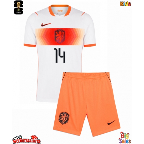 Netherlands Tijjani Reijnders #14 Replica Away Stadium Kit for Kids World Cup 2026 Short Sleeve (+ pants)